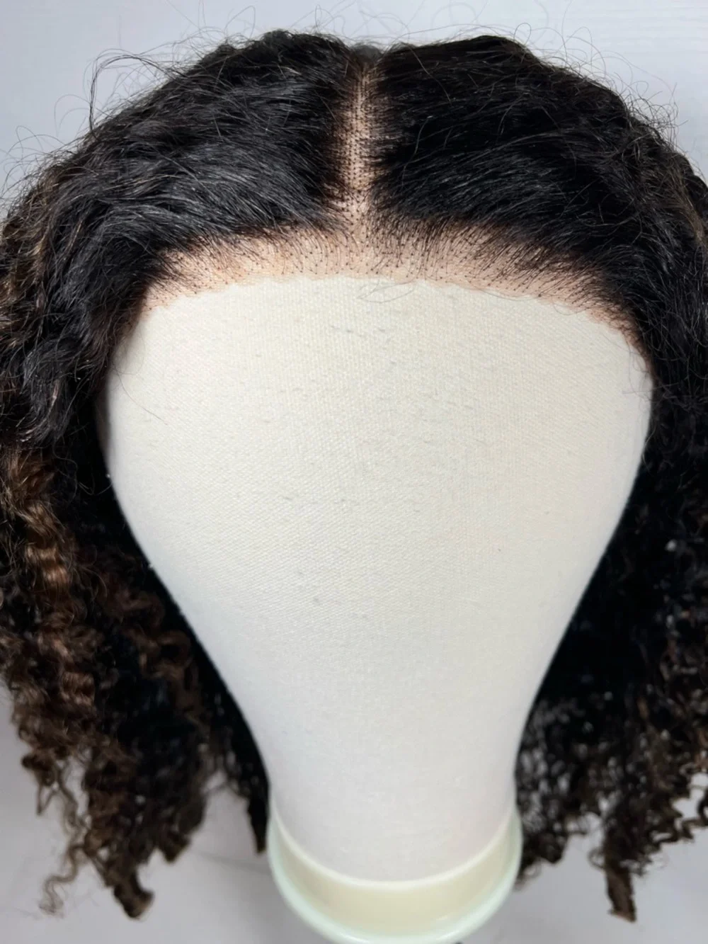 Unice Black & Chestnut Ombre Burmese Curly Finger Coil Human Hair 20 Inch Wig